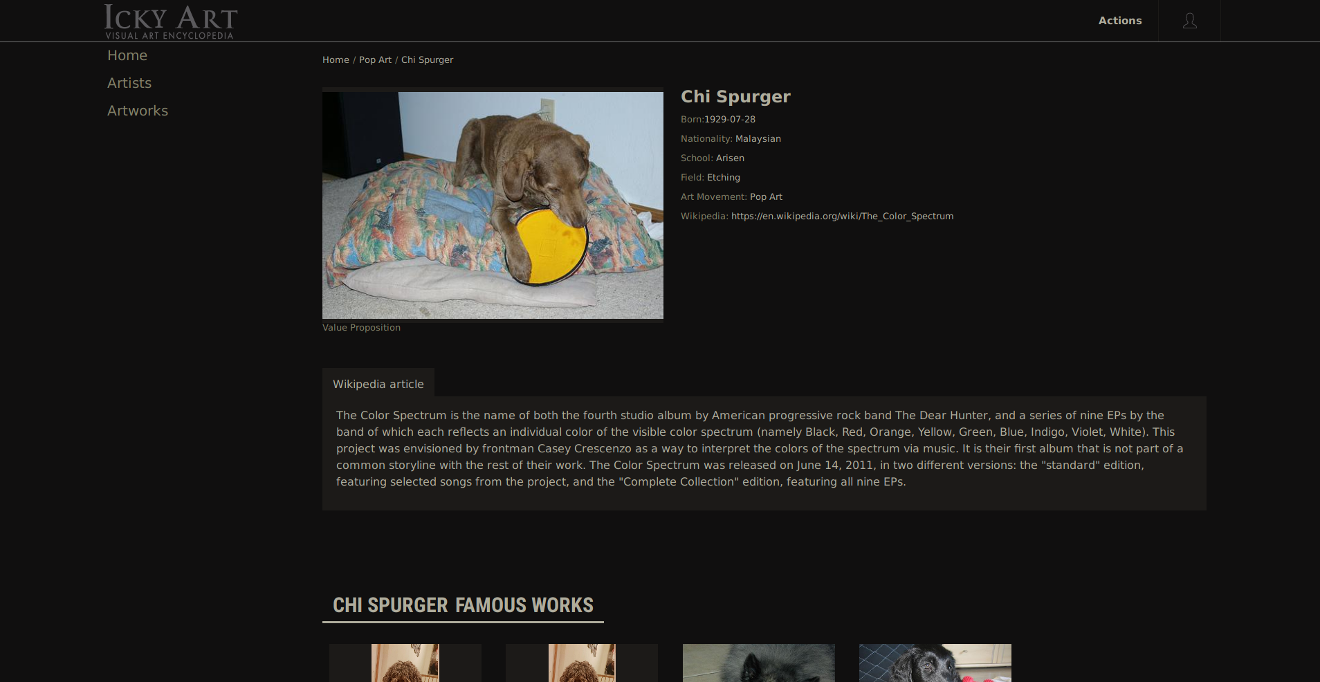 Icky Art web application screenshot